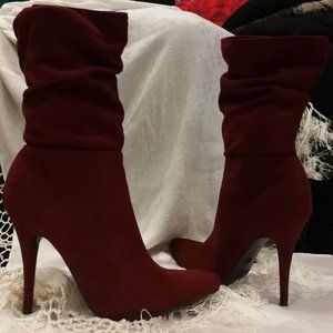 Suede Anne Michelle Lone Star Boots-31 in Burgundy